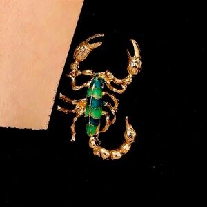 NWT Green & Gold Scorpion Design Brooch Pin, Spice Up Your Blazers and Suits!🦂